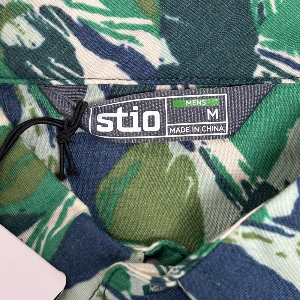 Stio Curtis Camp Shirt Green Lakeside Pine Brushstroke Camo Short Sleeve Mens M - Picture 3 of 11